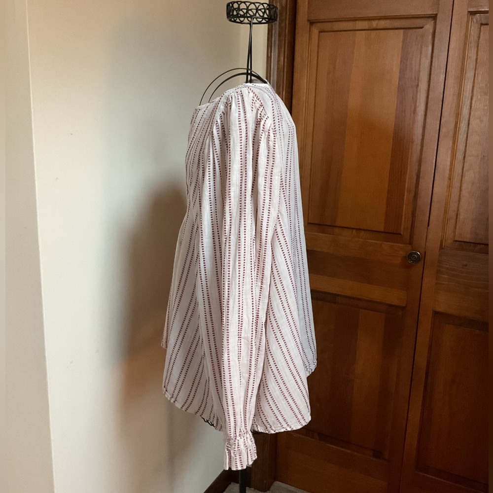 Elizabeth and James Cream Tunic with Burgundy Stripe Detail - Picture 3 of 5